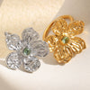 Wholesale Women's Vintage Personality Floral Stainless Steel 18K Goldplated Ring Jewelry