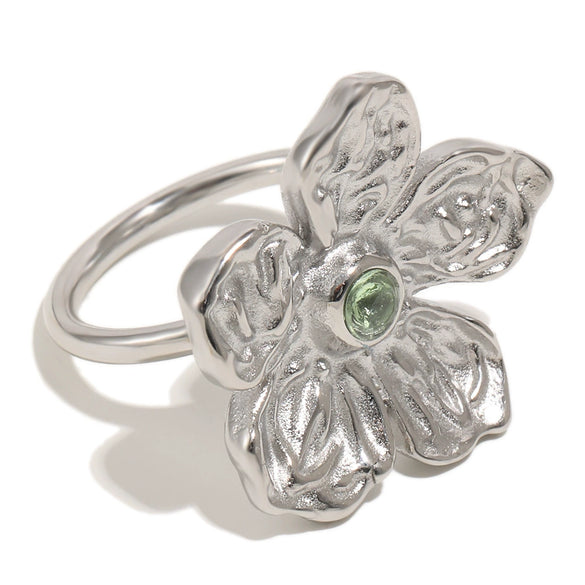 Wholesale Women's Vintage Personality Floral Stainless Steel 18K Goldplated Ring Jewelry