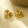 Wholesale Women's Vintage Pleated Water Ripple Heart Shape Titanium Steel Electroplated Earrings