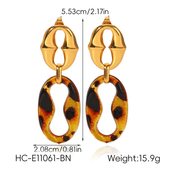 Wholesale Women's Vintage Retro Maillard Style Geometric Stainless Steel Electroplated Earrings