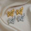 Wholesale Women's Vintage Retro Natural Minimalist Pleated Irregular Stainless Steel Vacuum Gold Plated Earrings