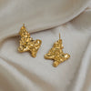Wholesale Women's Vintage Retro Natural Minimalist Pleated Irregular Stainless Steel Vacuum Gold Plated Earrings