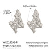 Wholesale Women's Vintage Retro Natural Minimalist Pleated Irregular Stainless Steel Vacuum Gold Plated Earrings