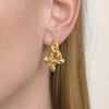 Wholesale Women's Vintage Retro Natural Minimalist Pleated Irregular Stainless Steel Vacuum Gold Plated Earrings