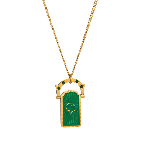 Wholesale Women's Vintage Retro Rotatable Tarot Heart And Fourleaf Clover Tree Of Life 18K Gold Plated Titanium Steel Necklace With Ball Chain