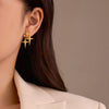 Wholesale Women's Vintage Stainless Steel And 18K Electroplated Cross Star Earrings