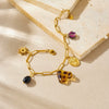 Wholesale Women's Vintage Stainless Steel Electroplated Oval Life Tree Sun Pendant Petal Leopard Print Resin Diy Multi Accessories Chain Bracelet With Flower Pattern