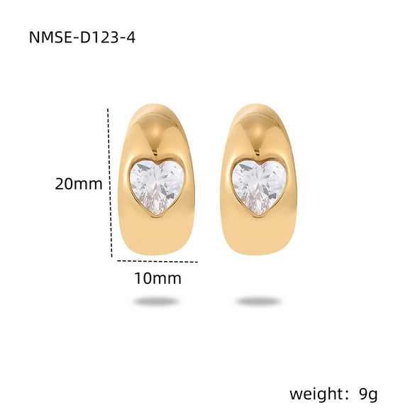 Wholesale Women's Vintage Stainless Steel Heart Shaped Electroplated Earrings
