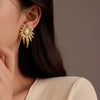 Wholesale Women's Vintage Stainless Steel Irregular Leaf Flowers Electroplated Earrings