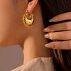 Wholesale Women's Vintage Stainless Steel 18K Electroplated Ushaped Hollow Starshaped Moon Earrings