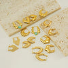 Wholesale Women's Vintage 316L Stainless Steel 18K Gold Plated Hollow Heart Earrings