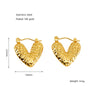 Wholesale Women's Vintage 316L Stainless Steel 18K Gold Plated Hollow Heart Earrings
