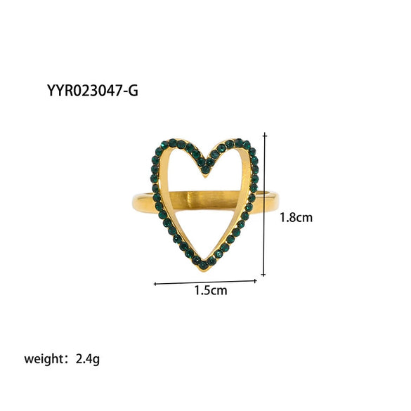 Wholesale Women's Vintage Stainless Steel Open Ring With Natural Stone And Vacuum Real Gold Electroplating In Pvd Furnace Geometric Design