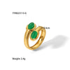 Wholesale Women's Vintage Stainless Steel Open Ring With Natural Stone And Vacuum Real Gold Electroplating In Pvd Furnace Geometric Design