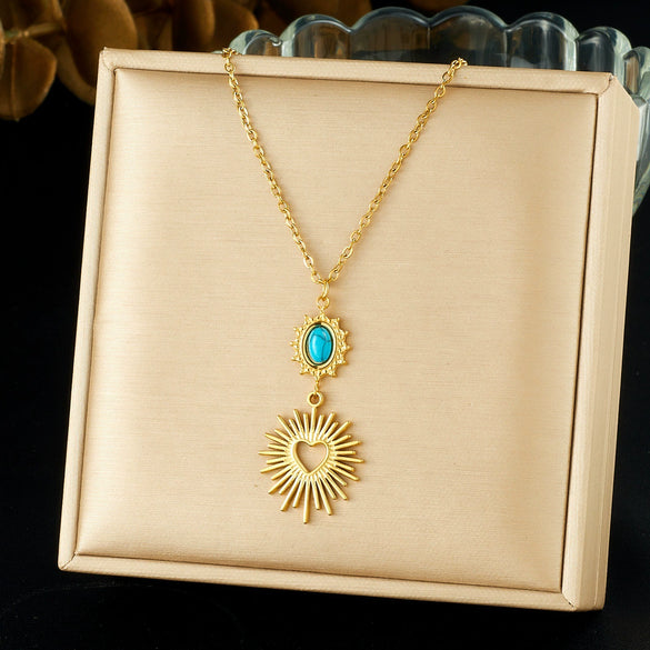Wholesale Women's Vintage Style Stainless Steel Electroplated Jewelry Set With Heart Water Drop And Bell Patterns Earrings Necklaces And Bracelets