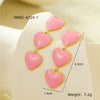 Wholesale Women's Vintage Style Stainless Steel Love Oil Drop Tassel Peach Heart Earrings 18K Gold Plated