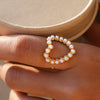 Wholesale Women's Vintage Style Stainless Steel Love Shape Pearl Ring With Pvd Furnace Vacuum Real Gold Plating