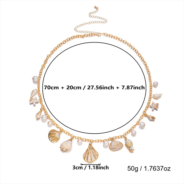 Wholesale Women's Vintage Tassel Faux Pearl Starfish Zinc Alloy Waist Chain