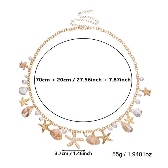 Wholesale Women's Vintage Tassel Faux Pearl Starfish Zinc Alloy Waist Chain