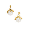 Wholesale Women's Vintage Titanium Steel And Stainless Steel Goldplated Petals Inlaid With Zircon Pearl Pendant Earrings