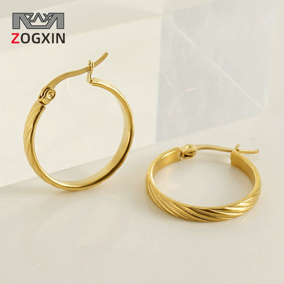 Wholesale Women's Vintage 316L Stainless Steel Geometric Earrings With 18K Gold Electroplating