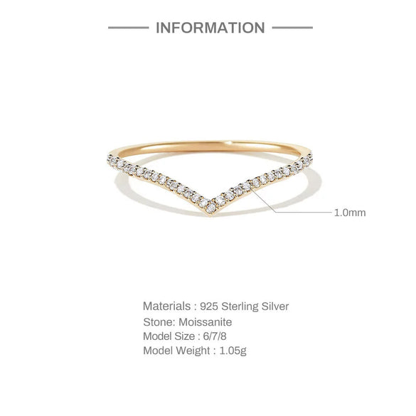 Wholesale Women's Vshaped Moissanite Diamond Ring In S925 Silver With Geometric Pattern And Electroplating