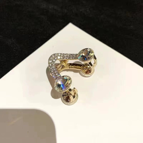 Wholesale Women's Vshaped Rhinestone Hairpin Electroplated Geometric Grab Clip