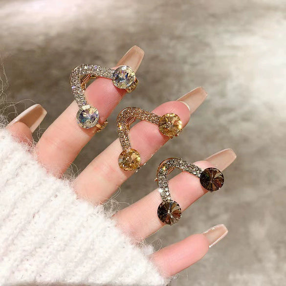 Wholesale Women's Vshaped Rhinestone Hairpin Electroplated Geometric Grab Clip