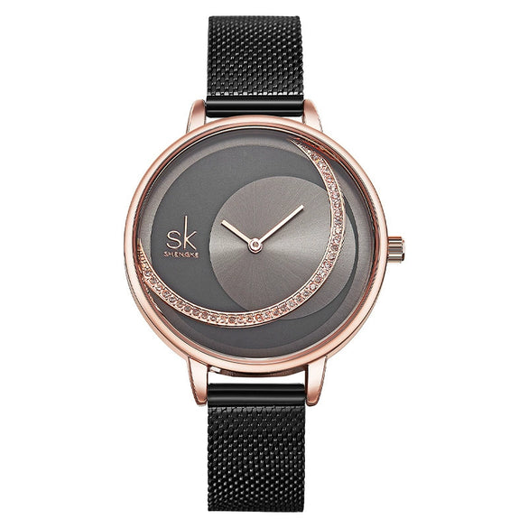 Wholesale Women's Watch Alloy Rose Gold Mesh Belt Sun Pattern Waterproof