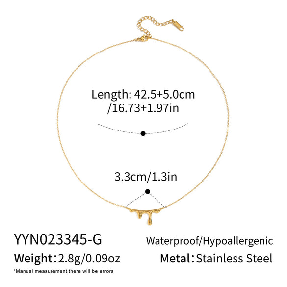 Wholesale Women's Waterdrop Irregular Pendant Necklace With 18K Real Gold Pvd Vacuum Plating In Casual Style