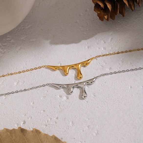 Wholesale Women's Waterdrop Irregular Pendant Necklace With 18K Real Gold Pvd Vacuum Plating In Casual Style