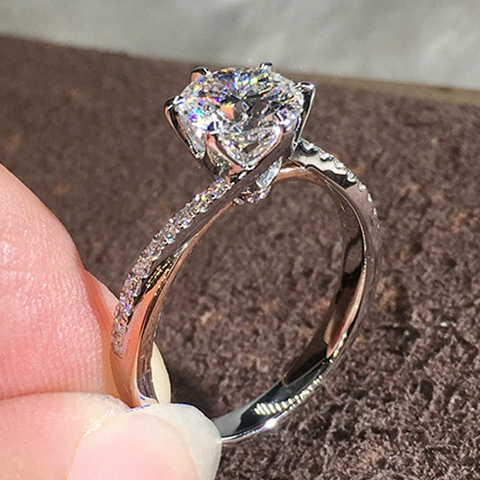 Wholesale Women's Wedding Ring Copper Zircon Light Luxury Geometric Twisted Arm Snowflake Jewelry