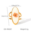 Wholesale Women's White Flower Ring In Titanium Steel With Vacuum Plating Non Fading High End Sense
