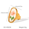 Wholesale Women's White Flower Ring In Titanium Steel With Vacuum Plating Non Fading High End Sense