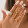 Wholesale Women's White Flower Ring In Titanium Steel With Vacuum Plating Non Fading High End Sense