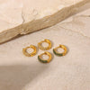 Wholesale Women's Whitegreen Zircon Earrings In Geometric Pattern 18K Gold Plated Stainless Steel With Electroplating