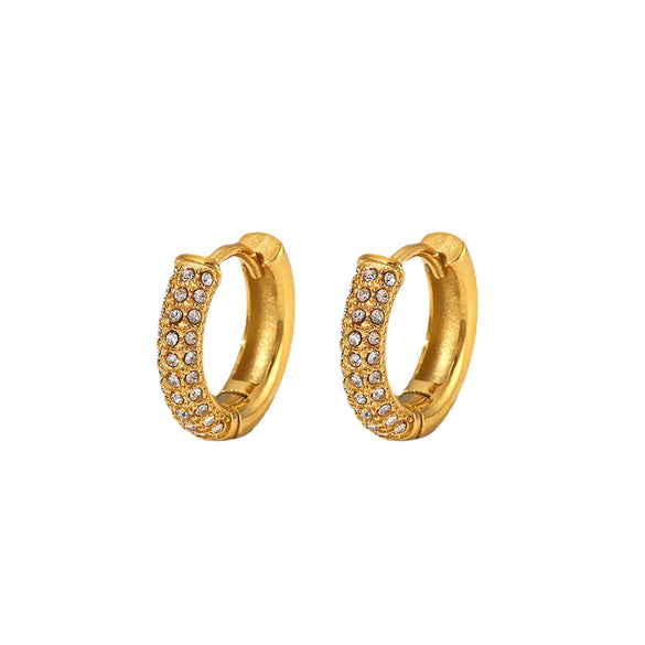 Wholesale Women's Whitegreen Zircon Earrings In Geometric Pattern 18K Gold Plated Stainless Steel With Electroplating