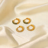 Wholesale Women's Whitegreen Zircon Earrings In Geometric Pattern 18K Gold Plated Stainless Steel With Electroplating