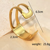Wholesale Women's Wide Version Stainless Steel Gold Plated Smooth Simple Opening Vintage Geometric Bracelet