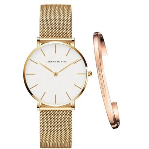Wholesale Women's Woven Mesh Strap Waterproof Quartz Watch With Alloy Case And Mineral Reinforced Glass Mirror Round Dial