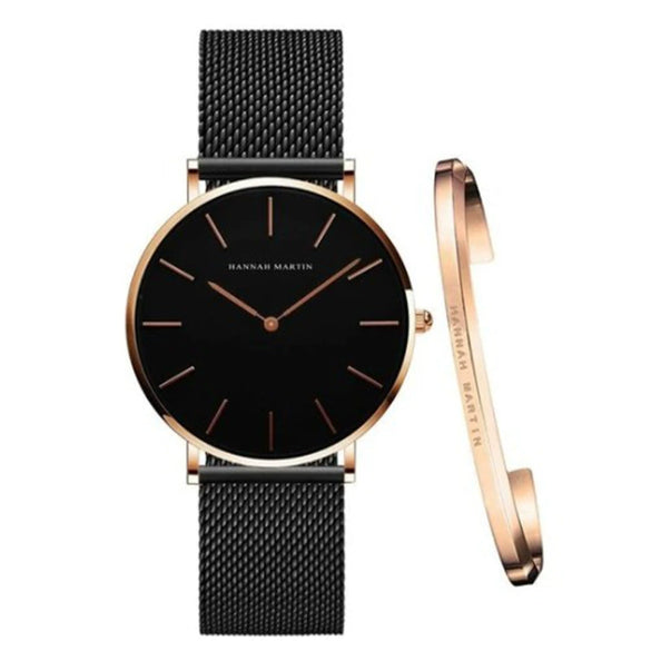Wholesale Women's Woven Mesh Strap Waterproof Quartz Watch With Alloy Case And Mineral Reinforced Glass Mirror Round Dial