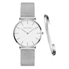 Wholesale Women's Woven Mesh Strap Waterproof Quartz Watch With Alloy Case And Mineral Reinforced Glass Mirror Round Dial