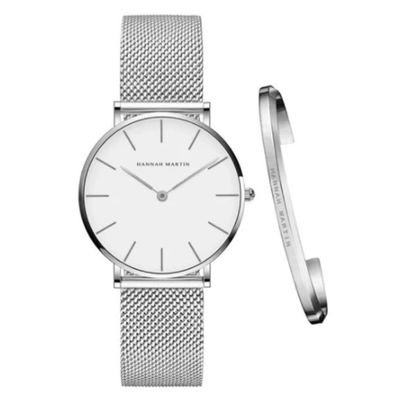 Wholesale Women's Woven Mesh Strap Waterproof Quartz Watch With Alloy Case And Mineral Reinforced Glass Mirror Round Dial