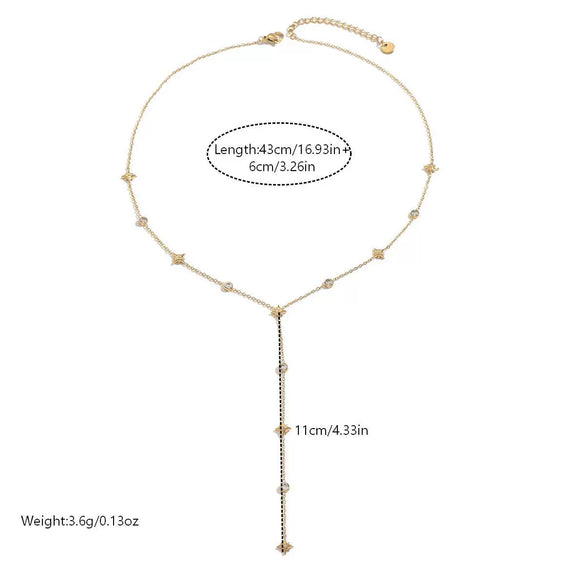 Wholesale Women's Yshaped Geometric Rhinestone Necklace Made Of Stainless Steel With Vacuum Plating In The Furnace