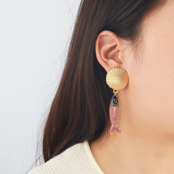 Wholesale Women's Zinc Alloy Animal Zodiac Style Electroplated Pendant Earrings