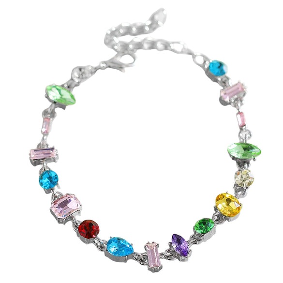 Wholesale Women's Zinc Alloy Bracelet With Geometric And Drop Shape Patterns Set With Diamonds