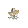 Wholesale Women's Zinc Alloy Brooch With Flower And Leaves Pattern Electroplated And Inlaid With Rhinestone Pearl