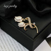 Wholesale Women's Zinc Alloy Doubleheaded Tulip Threedimensional Flower Brooch With Electroplating