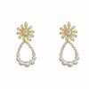 Wholesale Women's Zinc Alloy Electroplated Flower Drop Shape Earrings