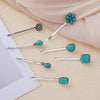 Wholesale Women's Zinc Alloy Electroplated Water Drops Flower Shaped Hair Clip Turquoise Hair Accessories